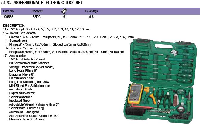 SATA 09535 53PC PROFESSIONAL ELECTRONIC TOOL SET